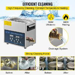 VEVOR Ultrasonic Cleaner 6L 28/40KHz Stainless Steel 480W Heated Cleaner withTimer