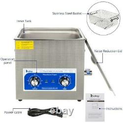 ZOKOP 10L Ultrasonic Cleaner Solution Jewelry Glasses Carbs Lab Clinic Heated US